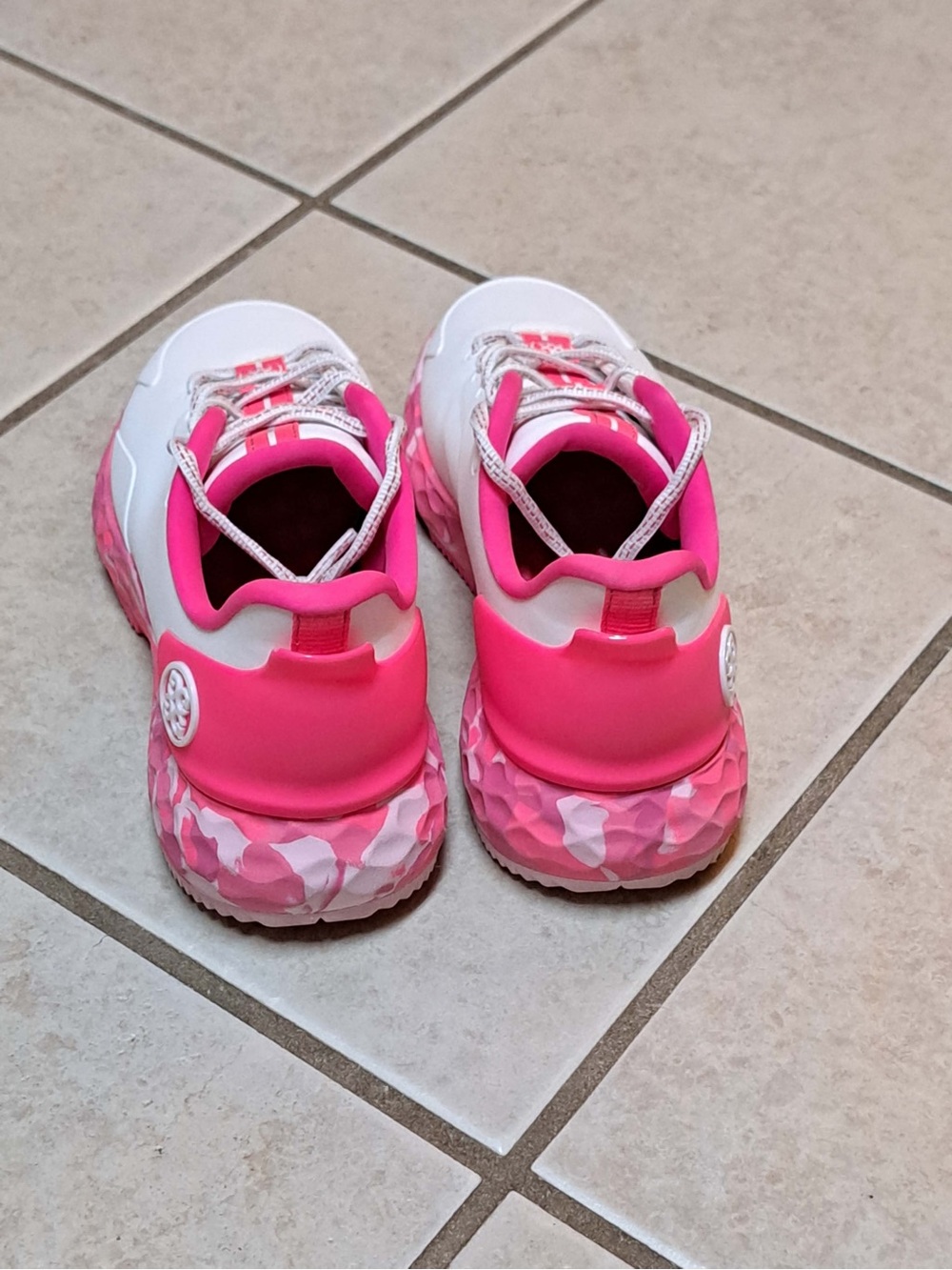 G/FORE Women's MG4+ golf shoes in the Snow/Knockout Pink Colorway - Picture 7 of 11
